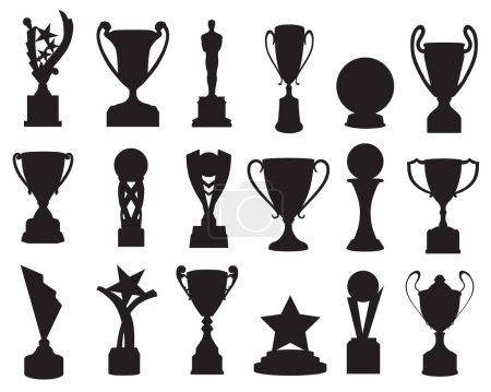 Illustration for Trophy and awards silhouette set. simple style vector illustration. bonus symbol. - Royalty Free Image