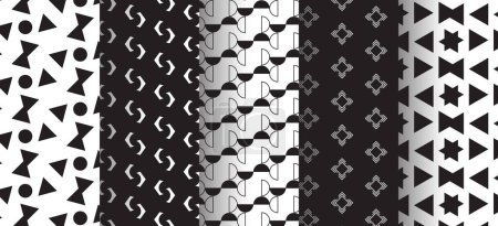 Foto de Patrón sin costura geométrica en blanco y negro, ilustración vectorial - Imagen libre de derechos