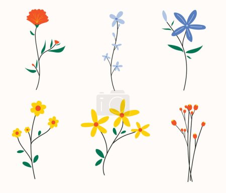 Foto de Colección de flores primavera dibujadas a mano - Imagen libre de derechos