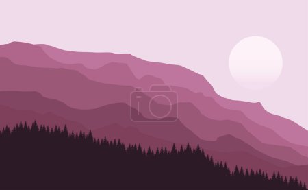 Foto de Ilustración vectorial de un paisaje de un bosque de montaña - Imagen libre de derechos