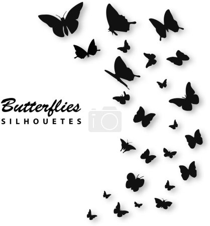 Foto de Silueta de mariposas aislada sobre fondo blanco - Imagen libre de derechos