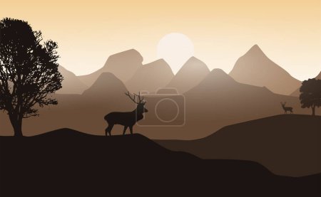 Foto de Ilustración vectorial con montañas en el fondo. - Imagen libre de derechos