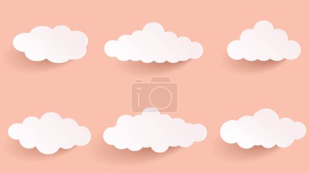 Foto de Nubes blancas con icono de sombra sobre fondo rosa. ilustración vectorial - Imagen libre de derechos