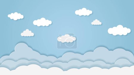 Foto de Nubes y cielo nuboso, fondo azul con blanco, ilustración vectorial - Imagen libre de derechos