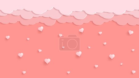 Foto de Día de San Valentín, corazones de papel rosa y blanco sobre fondo rojo - Imagen libre de derechos