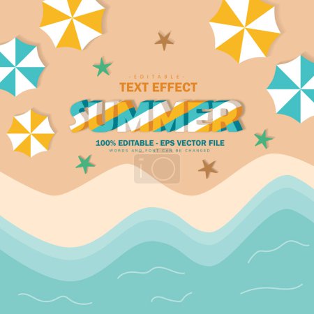 Foto de Verano efecto texto concepto de vacaciones con fondo de playa. ilustración vectorial - Imagen libre de derechos