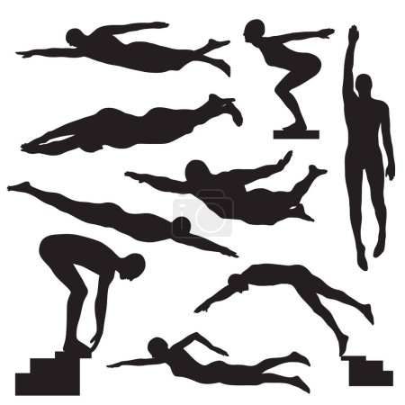 Foto de Siluetas de natación, conjunto de logotipo de natación - Imagen libre de derechos