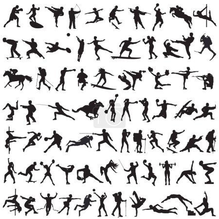 sports people silhouettes vector set 
