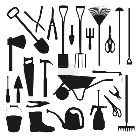 Illustration for Gardening tools, farmer agriculture equipment - Royalty Free Image