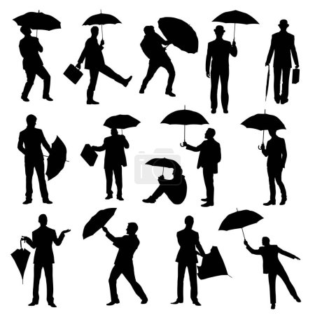 Foto de Hombre con conjunto de silueta de paraguas - Imagen libre de derechos