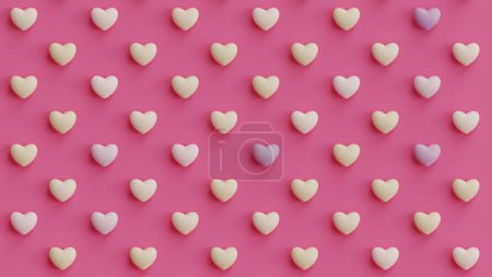 Téléchargez les photos : Ton pastel couleur motif de forme de coeur 3d, rendu 3d - en image libre de droit