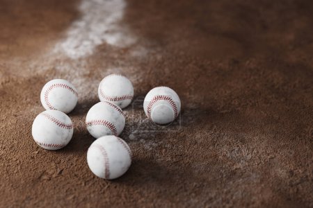 Photo for Baseball ball and powder on a baseball field, 3d rendering - Royalty Free Image