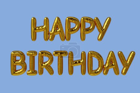 Foto de Birthday party decoration typo foil balloons,3d rendering - Imagen libre de derechos