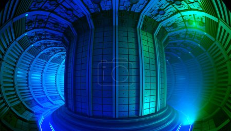 Konzeptbild des Kernfusionsenergiegenerators, 3D-Rendering
