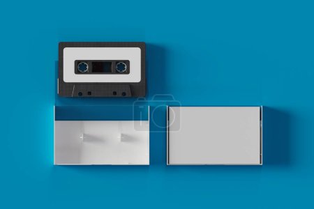 Cassette Tape and Cover Case Mockup, 3d rendering