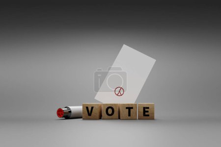 Téléchargez les photos : Symbole du timbre électoral de la Corée du Sud et bulletin de vote avec le mot vote. Rendu 3d - en image libre de droit
