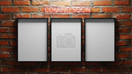Photo for Coming soon Three movie poster mockup, 3d rendering - Royalty Free Image