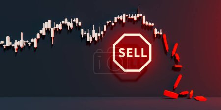 Photo for The concept behind the stock market getting a sell signal and the chart collapsing. 3d rendering - Royalty Free Image
