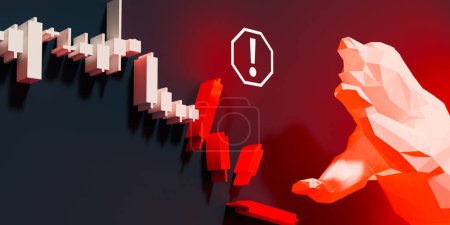Photo for Conceptual background of a stock market chart collapsing under a bear attack. 3d rendering - Royalty Free Image