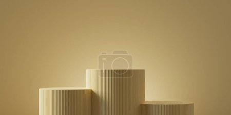 Photo for Three abstract yellow colored product presentation backgrounds. 3d rendering - Royalty Free Image