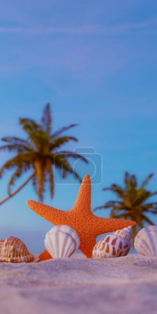 Photo for Background image of traveling and relaxing on a summer beach, 3d rendering - Royalty Free Image