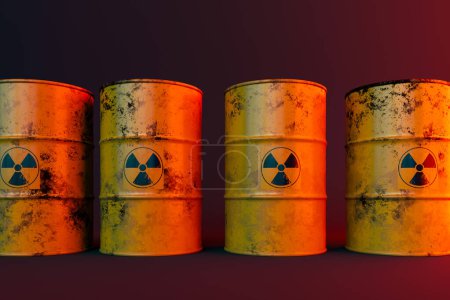 Foto de Imagen de fondo del concepto de barril de residuos nucleares, representación 3d - Imagen libre de derechos