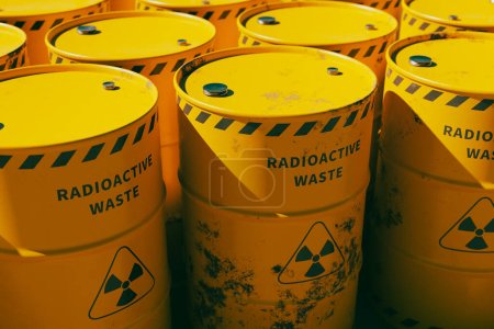 Téléchargez les photos : Déchets radioactifs concept baril image de fond, rendu 3d - en image libre de droit