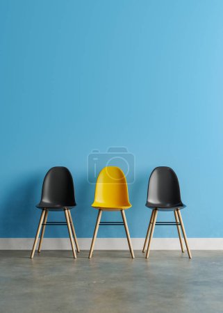 Photo for Concept background with chairs in waiting room for job interview, 3d rendering - Royalty Free Image