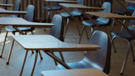 Photo for Empty university classroom background image, 3d rendering - Royalty Free Image