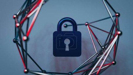 Photo for Quantum communication cryptography and internet security concept expressed as a padlock, 3d rendering - Royalty Free Image