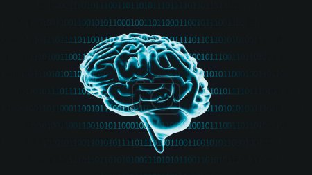 Téléchargez les photos : Intelligence artificielle Digital Brain Concept arrière-plan, rendu 3D - en image libre de droit
