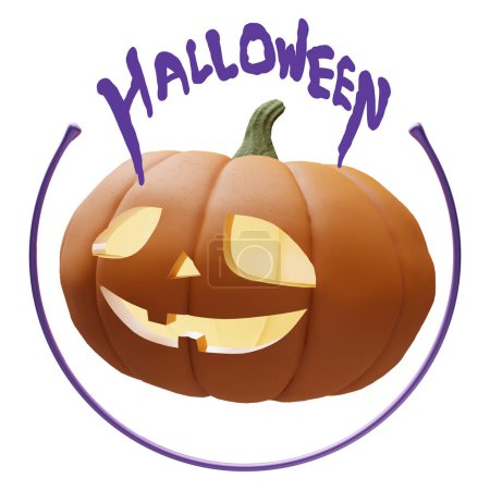 Téléchargez les photos : Halloween Jack o lanterne Cadre rond Titre, rendu 3d - en image libre de droit