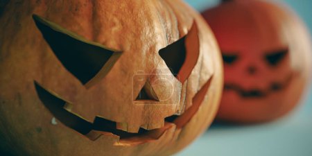 Téléchargez les photos : Halloween Jack o lanterne citrouille milieux, rendu 3d - en image libre de droit