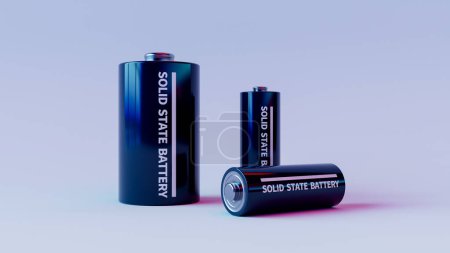 Foto de Concepto de desarrollo de baterías de estado sólido para vehículos eléctricos, renderizado 3d - Imagen libre de derechos