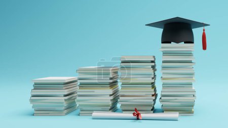 Photo for Concept that expresses the amount of study gradually increased to graduate from University, 3d rendering - Royalty Free Image