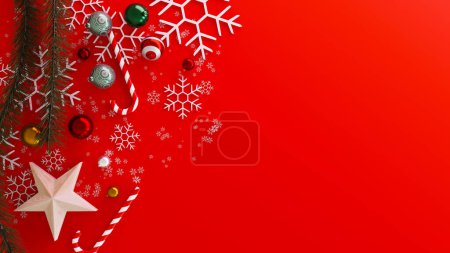 Photo for Copy space background with multiple Christmas decorations, 3d rendering - Royalty Free Image