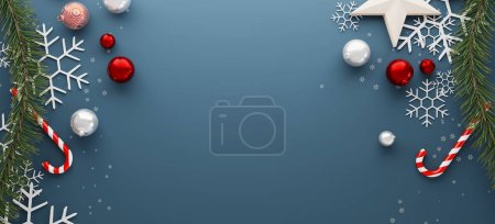 Foto de Copiar el espacio de fondo con múltiples decoraciones de Navidad, 3d renderizado - Imagen libre de derechos