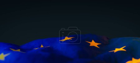 Foto de Horizonte ondeando fondo de la bandera de la Unión Europea, 3d renderizado - Imagen libre de derechos