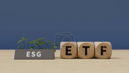 Téléchargez les photos : Contexte de l'introduction de "ESG ETF", rendu 3d - en image libre de droit