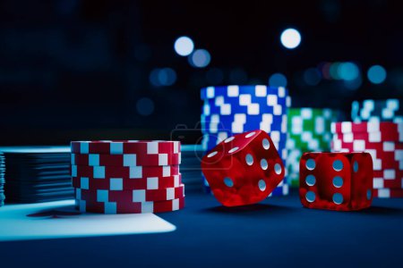 Photo for Background of gambling-related dice and chips, 3d rendering - Royalty Free Image