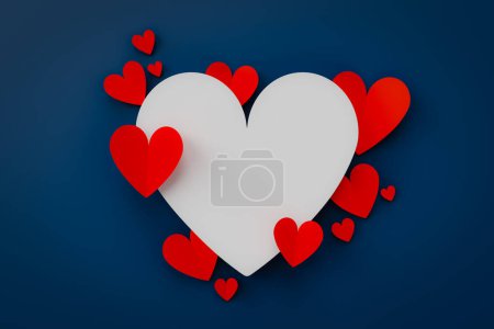 Téléchargez les photos : Romantique fond d'espace de copie en forme de coeur, rendu 3d - en image libre de droit