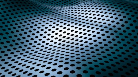 Photo for Abstract Pattern Background of Curved Mesh with shiny Metal Holes, 3d rendering - Royalty Free Image