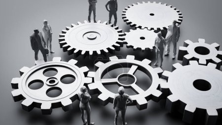 Photo for The background of the interlocking gears with the concept of teamwork, 3d rendering - Royalty Free Image