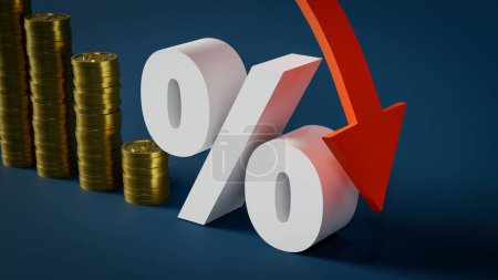 Photo for Expectations for rate cuts following suspension of rate hikes, 3d rendering - Royalty Free Image