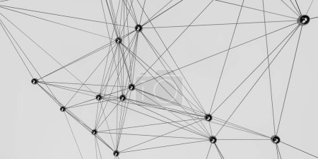 Foto de Fondo concepto de red con puntos conectados por líneas, renderizado 3d - Imagen libre de derechos