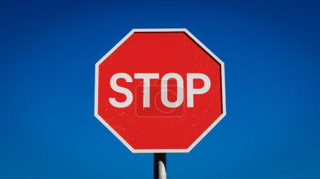 Téléchargez les photos : Arrière-plan du concept du panneau rouge stop, rendu 3d - en image libre de droit