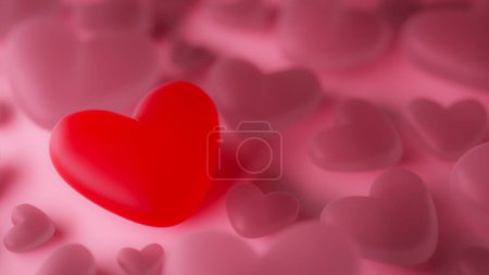 Téléchargez les photos : Fond gelées roses et rouges en forme de coeur, rendu 3d - en image libre de droit