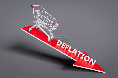 Téléchargez les photos : Le concept de baisse des prix due à la déflation, rendu 3d - en image libre de droit