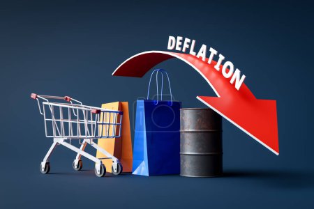 Foto de El concepto de caída de precios debido a la deflación, 3d renderizado - Imagen libre de derechos