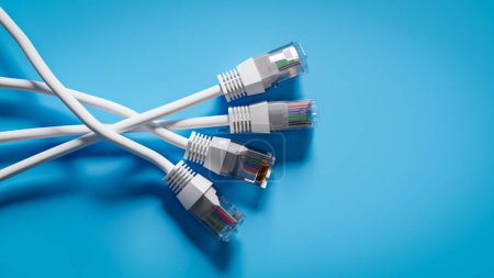 Téléchargez les photos : Câbles LAN Internet pour connexion Internet. Rendu 3d - en image libre de droit
